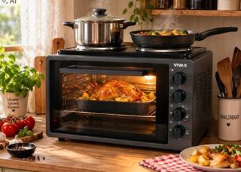MINI PIEKARNIK Z KUCHENKĄ ELEKTRYCZNĄ VIVAX MO-4201B Czarny 42L 2500W