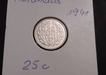 moneta srebrna Holandii z 1941r