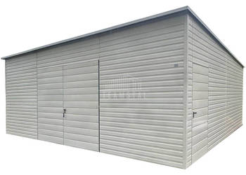 Hala 7x6 m - spad w tył biały brama dwuskrzydłowa drzwi 2x okno TS1123