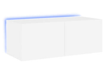 Ścienna szafka TV z LED biała 80x35x31 cm WM-837281