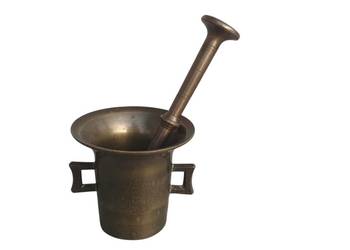 Stary mosiężny moździerz kuchenny sygnowany lata 50 unikat zabytek rarytas