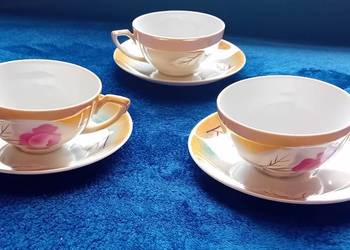 3 x filiżanka duo,art deco. Victoria - Czechoslovakia, sygnatura 1919-39.