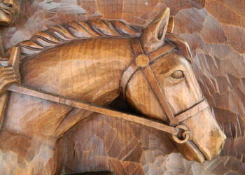płaskorzeżba konia , koń , rzeżba konia , rękodzieło