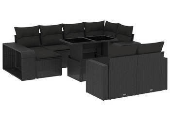 11-cz. zestaw wypoczynkowy do ogrodu poduszki czarny rattan PE WM-3274578