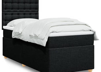 Łóżko kontynentalne z materacem czarne tkanina 80x200 cm WM-3293423