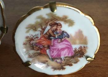Vintage. 3 mini talerzyki. Porcelana, LIMOGES FRANCE – Temat: „Zaloty".