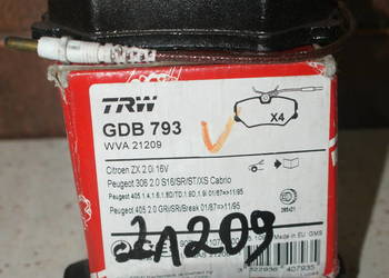 GDB793 - TRW - KLOCKI HAMULC. PEUGEOT 405 87-91 Z CZUJ. Zest