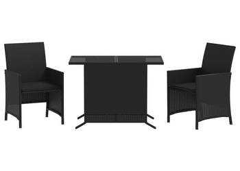 vidaXL 3-cz. zestaw mebli bistro z poduszkami, czarny(SKU:365117)