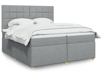 Łóżko kontynentalne z materacem jasnoszare tkanina 200x200 cm WM-3293687