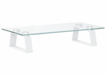 Podstawka pod monitor biała 40x20x8 cm szkło i metal WM-374215