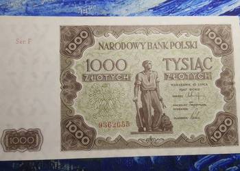 RARYTAS !!! 1000 złotych 1947 s. F UNC/UNC-