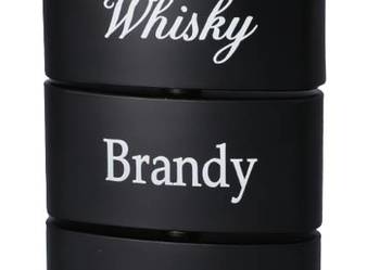 Czarna Piersiówka 10 OZ 3-Częściowa z Nadrukiem Whisky Brandy Vodka Gentelo