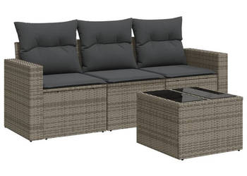4-cz. zestaw wypoczynkowy do ogrodu poduszki szary rattan PE WM-3218660