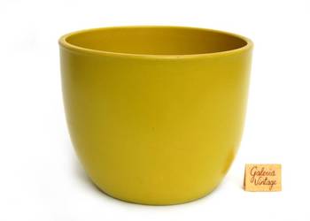 Osłonka na doniczkę ceramiczna, limonkowa, żółta, śr. 15,7 cm