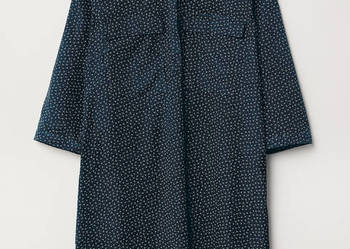 Sukienka prosta granatowa H&M 46 3XL plus size wiskoza koszulowa