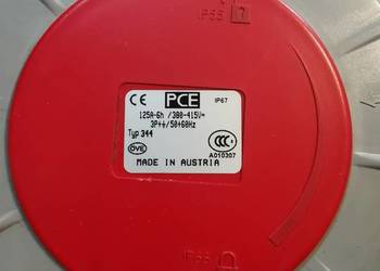 Gniazdo przenośne 125A-6h 380-415V czerwone TYP 344 POWER TWIST
