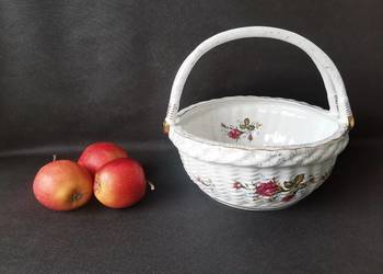 Stary duży koszyczek, koszyk Iwona, Róża ceramika Chodzież, PRL