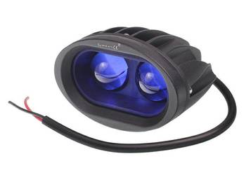 LAMPA ROBOCZA LEDOWA OWALNA -  2 LED MOCNA, NIEBIESKA, 10-30V, 2X10W, 