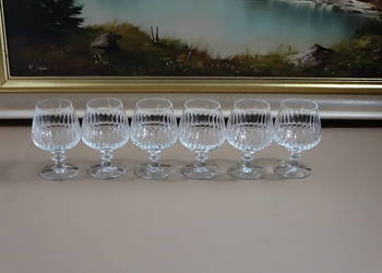 Komplet 6 kryształowych kieliszków do koniaku brandy 200 ml szkło szlifowan