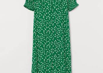 Nowa sukienka H&M Mama XL 42 zielona wiskoza kwiaty floral łączka retro