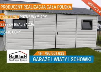 Biały SCHOWEK Garaż Blaszany |Wiatka Ogrodowa Garaże  - Maj-Blach