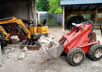 Mini ładowarka afa rock avant w zestawie łyzka pług do śniegu widły do pale