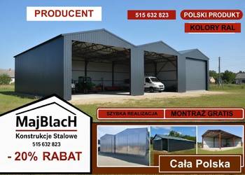 Duży Grafitowy Garaż Blaszany -  ZNIŻKA – 15%  - Wiata | Hala   – Maj-Blach