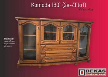 Stylowa Komoda 180` (2s-4FLot) WYSOKA Dąb Rustikal BEKAS Producent Mebli