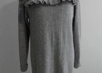 Sukienka Dzianinowa Wełniana Alpaka Nylon Swetrowa Jasnoszara Next XL