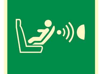 Naklejka znak ewakuacyjny Systemu Detekcji Obecności i Położenia Fotelika…