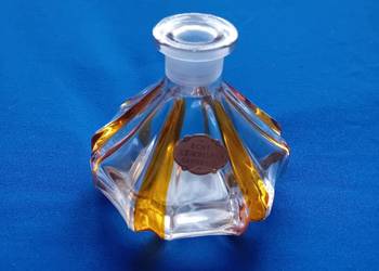 Kryształowy lazurowany flakon na perfumu art deco. Około połowy XX w.