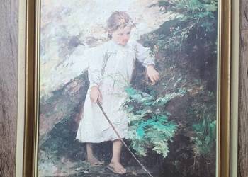 Obraz Kazimierz Alchimowicz Dziewczyna na tle pejzażu 1982 Retro
