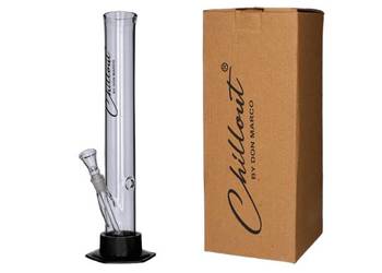 Bongo Szklane Chillout 35 cm Prosta Tuba Fajka Wodna z Gumową Podstawą