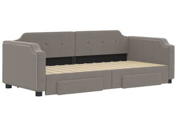Sofa rozsuwana z szufladami taupe tkanina 80x200 cm WM-3197668
