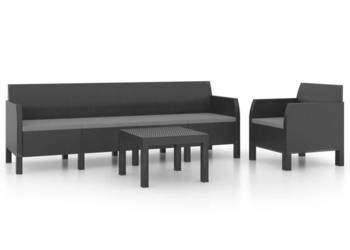 3-cz. zestaw wypoczynkowy poduszki rattan PP antracyt WM-3079674
