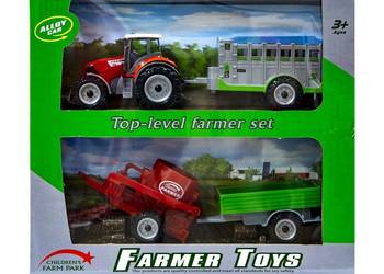 Traktor z wymiennymi  przyczepami czerwony