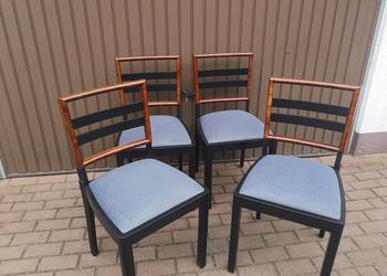 Krzesła ART-DECO Orzech Stare Antyk Komplet 4 Sztuki Po Renowacji .