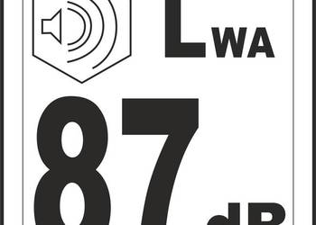 Naklejka LWA 87 oznaczenie poziomu mocy akustycznej hałasu urządzenia 100x…