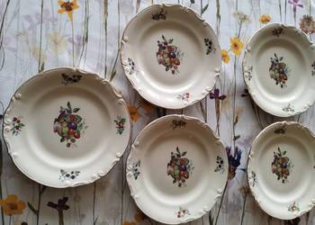 PRL talerze deserowe Tułowice 5 szt owoce