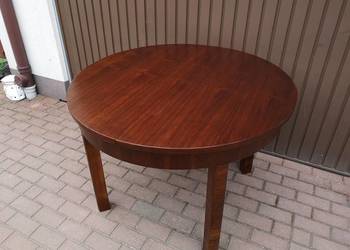 Stół Art-Deco Okrągły Orzech 110 Zgrabny Antyk Stary Rozkładany Okazja.