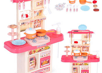 Kuchnia dla dzieci dźwięki LED zlew 10 akcesoriów różowa