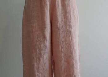 Spodnie Kuloty Culotte Szerokie Nogawki Wysoki Stan Bawełna Muślin S/M
