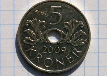 5 KORON ( 5 KRONER ) 2009 ROK - NORWEGIA