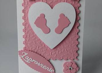 ZAPROSZENIA CHRZEST STOPKI W SERCU C6 RÓŻ