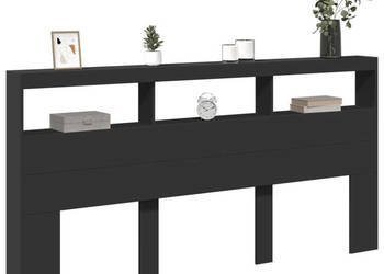 Zagłówek z półkami i oświetleniem LED czarny 200x17x102 cm WM-839218