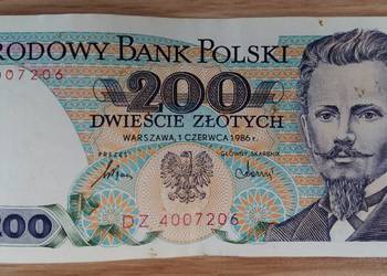 Banknot 200 zł z PRL-u z Jarosławem Dąbrowskim
