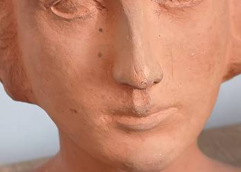 rzeźba figurka popiersie kobiety glina ręgodzieło stara 1955 r. sygnowana