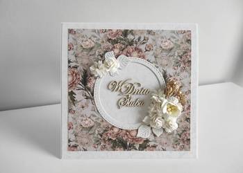 Kartka ręcznie robiona na Ślub w pudełku