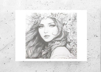 boho plakat z dziewczyną, biało czarny plakat A4, kobieta plakat poster a4