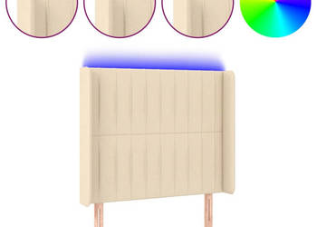 Zagłówek do łóżka z LED kremowy 103x16x118/128 cm tkanina WM-3124281